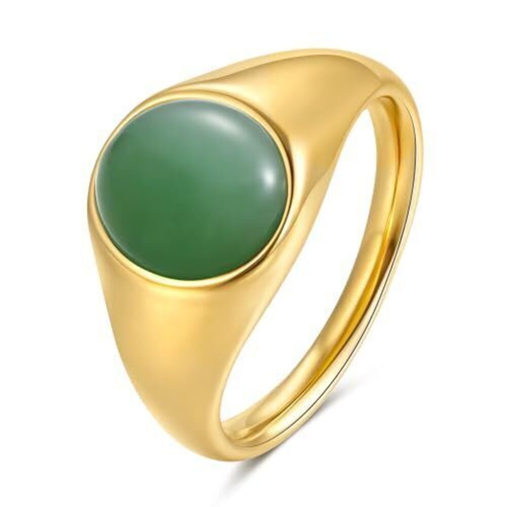 5857 Gold Signet Rings Non Tarnish Gold Rings, Waterproof Gemstones